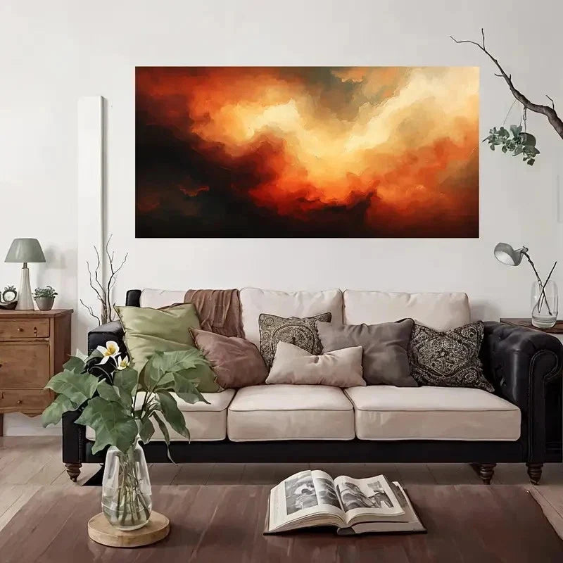 Abstract Clouds Sunset Wall Art Canvas Office Home Room Framed 80x45cm