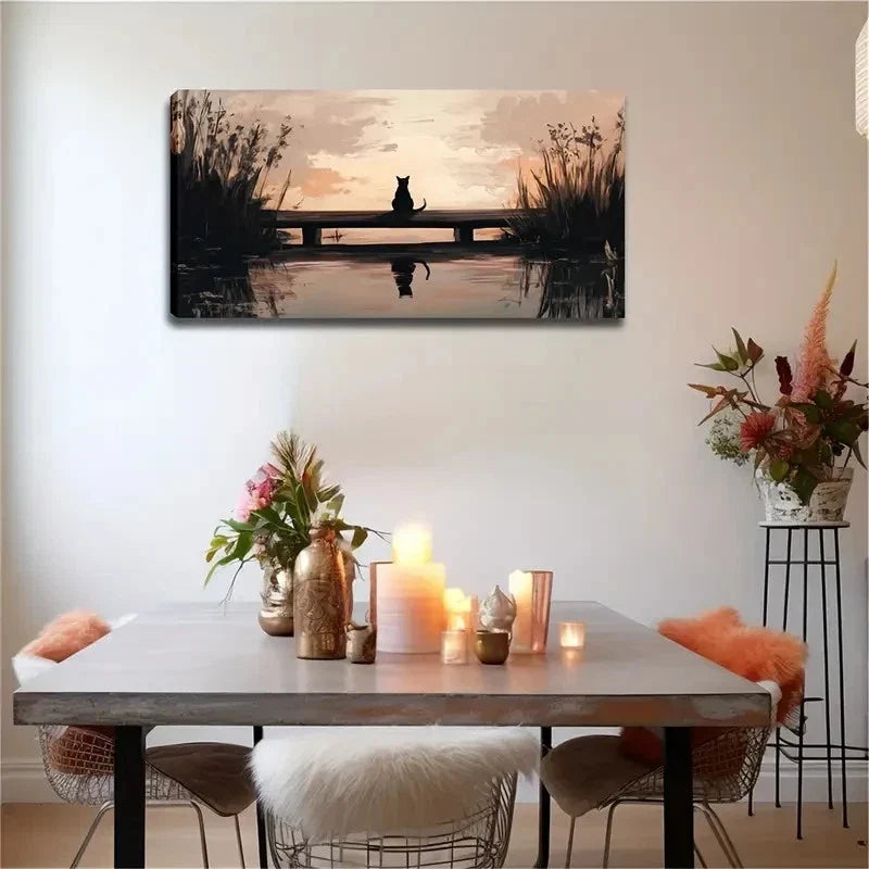 Serene Evening Landscape Wall Art Canvas Office Home Room Framed 120x60cm