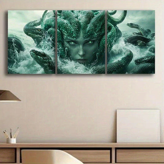 3pcs Abstract Snakes Stunning Blue Eyes Metal Print Ready to Hang Art