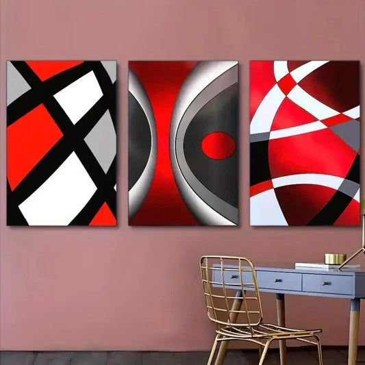 3pcs Perfect Abstract Shapes Art Dormitory Metal Print Ready to Hang Art