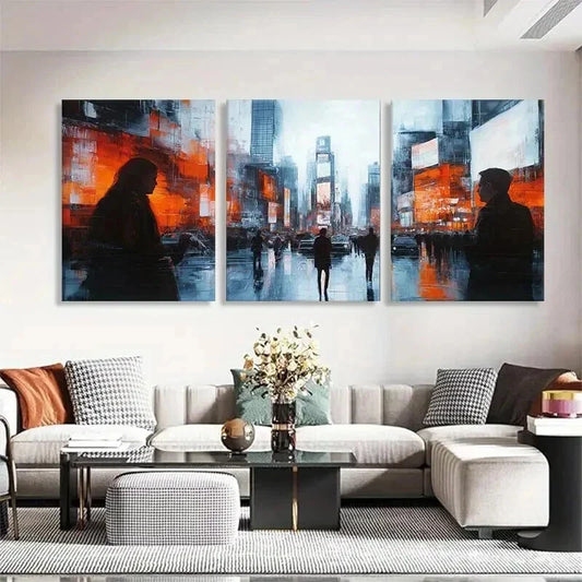 3pcs Vibrant Abstract Urban Street Scene Perfect Wall Art Set Canvas Framed 40x60cm - High Quality Print 100% Australian Made Wall Canvas Ready to Hang