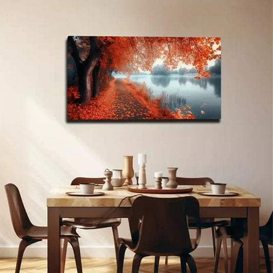 Abstract Calm Maple Leaf Wall Art canvas office home room framed 120x60cm