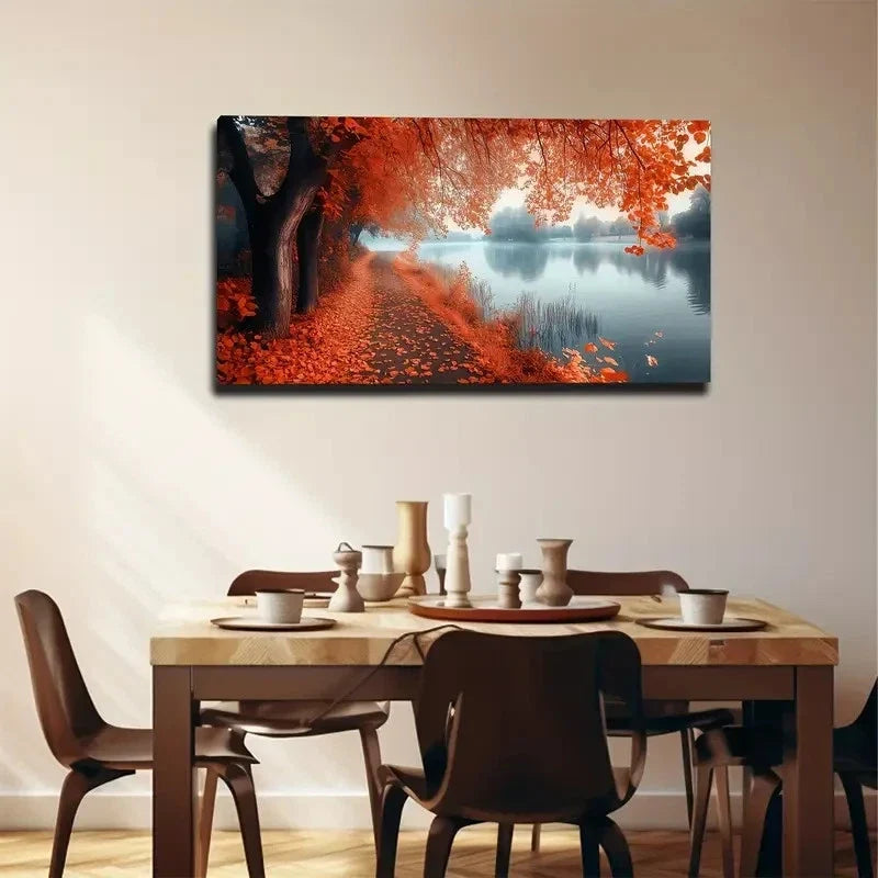 Abstract Calm Maple Leaf Wall Art canvas office home room framed 120x60cm