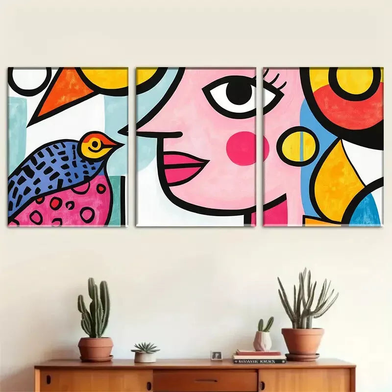 3pcs a pop art aesthetic characterized Wall Art Set Canvas Framed 40x60cm - High Quality Print 100% Australian Made Wall Canvas Ready to Hang