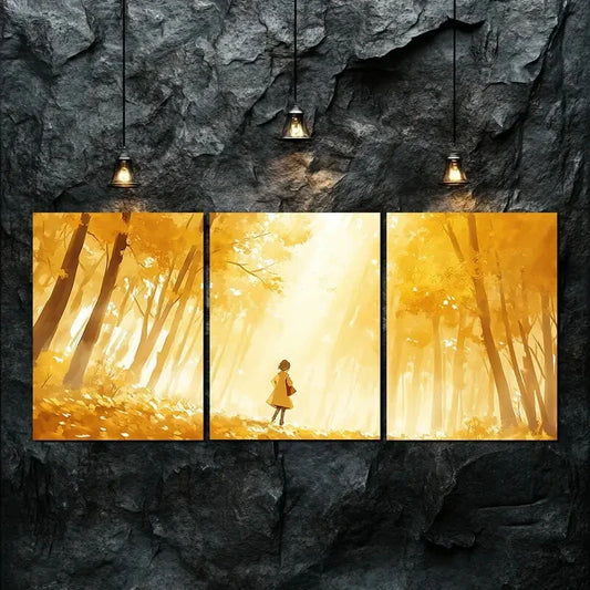 3pcs Golden Sunlit Trees & Tranquil Perfect Wall Art Set Canvas Framed 40x60cm - High Quality Print 100% Australian Made Wall Canvas Ready to Hang