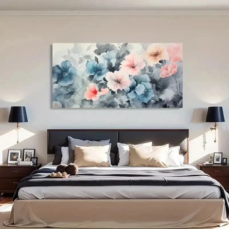 Natural Flowers Delicate Stroke Wall Art Canvas Office Home Room Framed 120x60cm