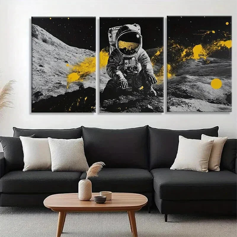 3pcs Space Exploration Astronaut Décor Perfect Wall Art Set Canvas Framed 40x60cm - High Quality Print 100% Australian Made Wall Canvas Ready to Hang