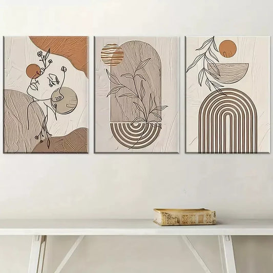 3pcs Bohemian Style Modern Fashion Geometric Wall Art Set Canvas Framed 40x60cm - High Quality Print 100% Australian Made Wall Canvas Ready to Hang