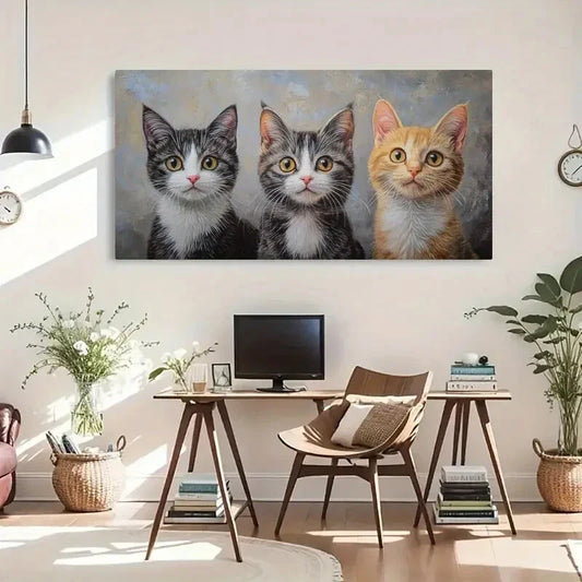 Beautiful Cats Perfects Cute Wall Art Canvas Office Home Room Framed 120x60cm
