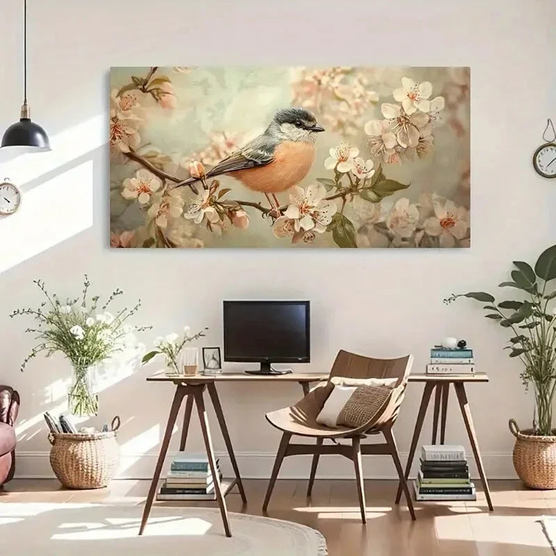 Floral & Bird Plum Blossom Wall Art Canvas Office Home Room Framed 120x60cm