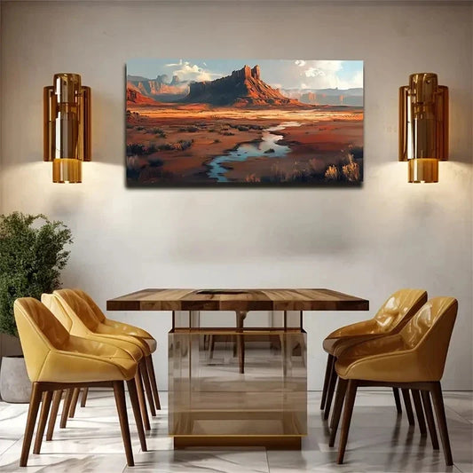 Sunset River Landscape Modern Wall Art Canvas Office Home Room Framed 120x60cm