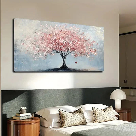 Dreamy Pink Trees Vibrant Wall Art canvas office home room framed 120x60cm