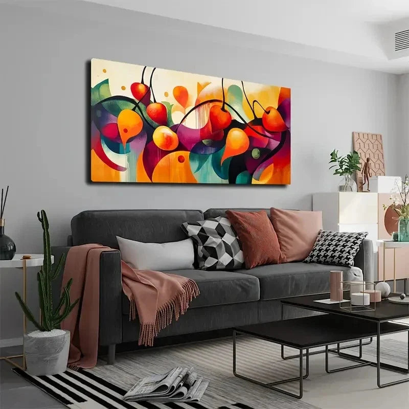 Yellow Pink & Green Multicolor Wall Art Canvas Office Home Room Framed 120x60cm