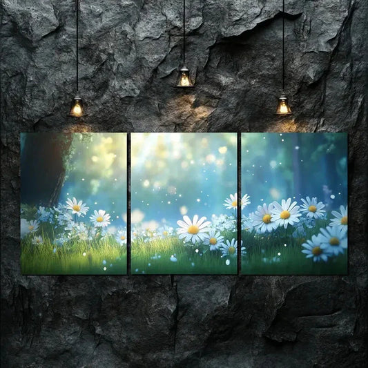 3pcs White Daisy Colorful Nature Beauty Perfect Wall Art Set Canvas Framed 40x60cm - High Quality Print 100% Australian Made Wall Canvas Ready to Hang