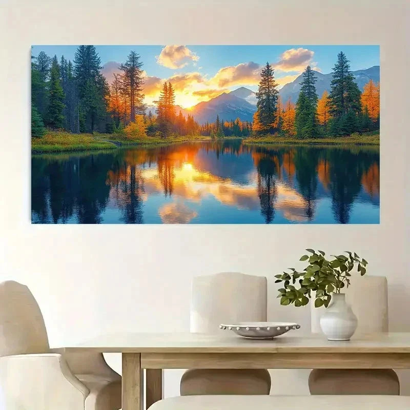 Featuring Modern Classic Forest Wall Art Canvas Office Home Room Framed 80x45cm