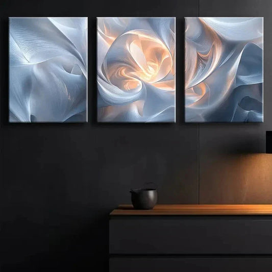 3pcs Abstract Light and White Charm Perfect Wall Art Set Canvas Framed 40x60cm - High Quality Print 100% Australian Made Wall Canvas Ready to Hang