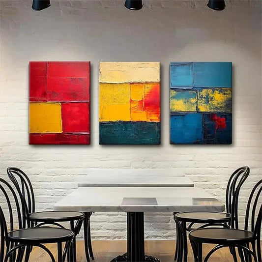 3pcs Thick Brushstrokes and Textured Perfect Wall Art Set Canvas Framed 40x60cm - High Quality Print 100% Australian Made Wall Canvas Ready to Hang