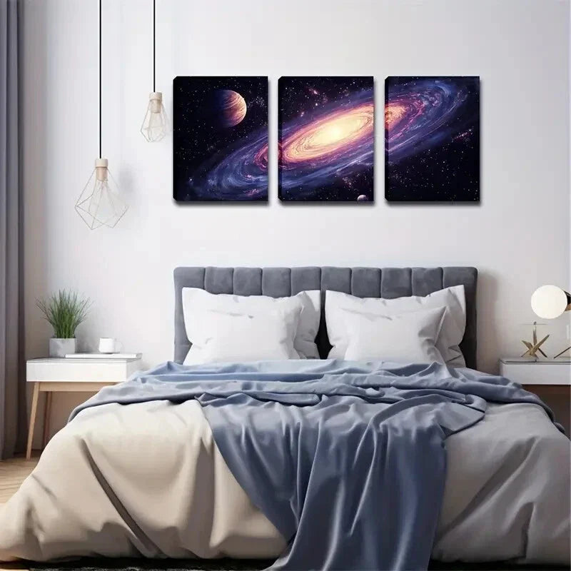 3pcs Romantic Purple charm Nebula Modern Wall Art Set Canvas Framed 40x60cm - High Quality Print 100% Australian Made Wall Canvas Ready to Hang