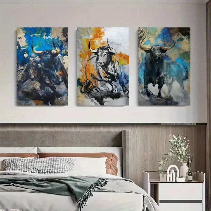 3pcs Artistic Monkey Abstract Animal Metal Print Ready to Hang Art
