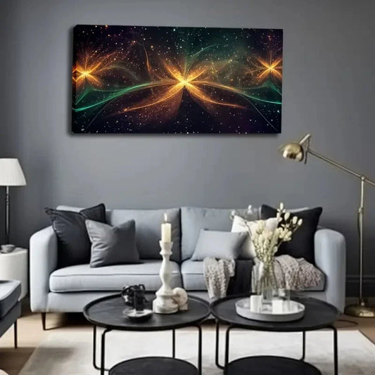 Sparkling Glow Floral Pattern Wall Art Canvas Office Home Room Framed 120x60cm