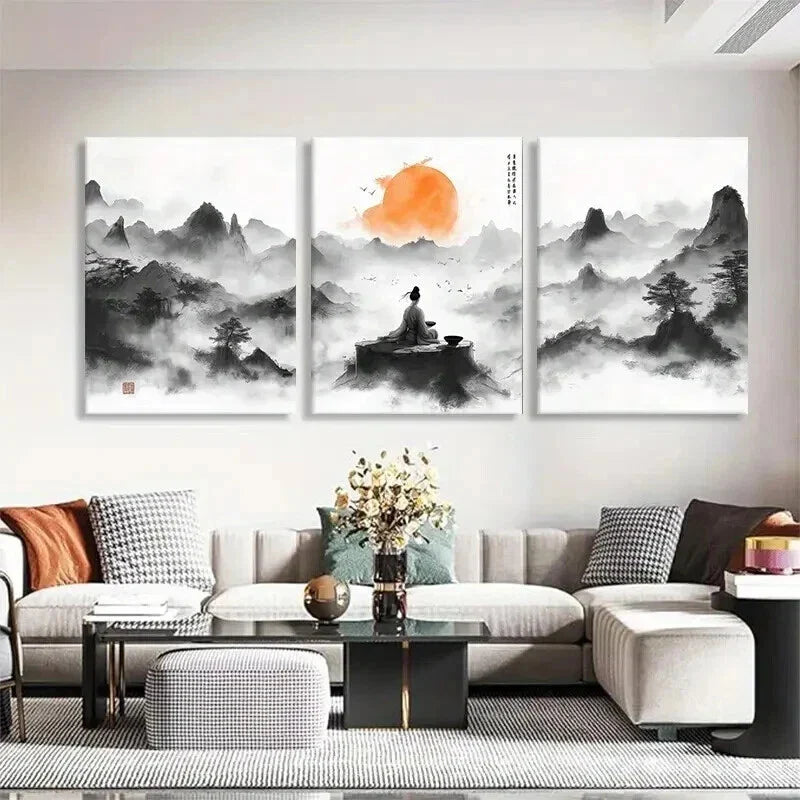 3pcs Zen Meditation Mountain Landscape Prefect Wall Art Set Canvas Framed 40x60cm - High Quality Print 100% Australian Made Wall Canvas Ready to Hang