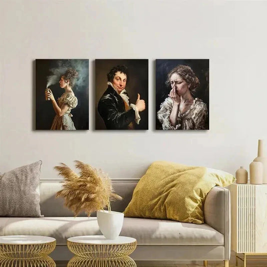 3pcs Victorian Style Modern Portrait Paintings Wall Art Set Canvas Framed 40x60cm - High Quality Print 100% Australian Made Wall Canvas Ready to Hang
