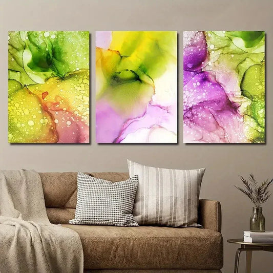 3pcs Abstract Colorful Texture Liquid Bubbles Metal Print Ready to Hang Art