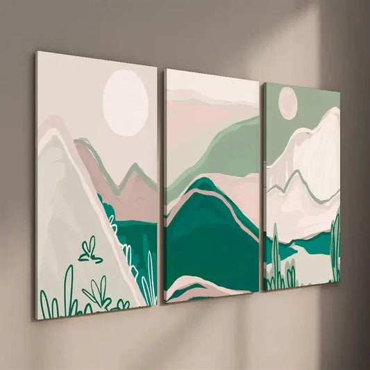3pcs Abstract Green Nature Landscape Wall Art Set Canvas Framed 40x60cm - High Quality Print 100% Australian Made Wall Canvas Ready to Hang