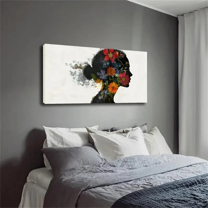 Natural Flowers Blend Human Wall Art Canvas Office Home Room Framed 120x60cm