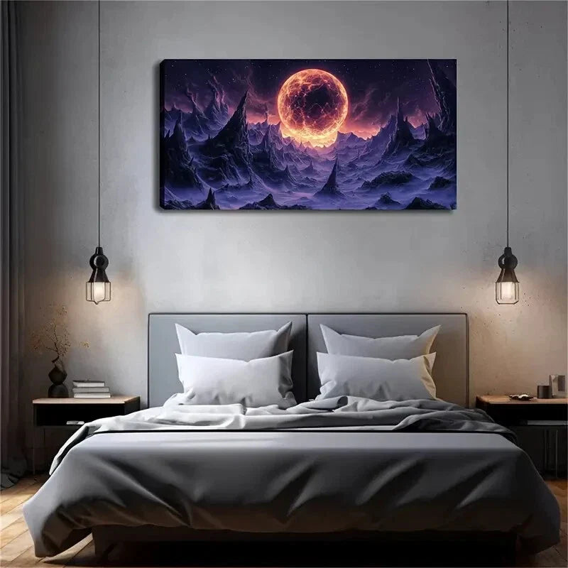 Earth with Exotic Rocks & Fiery Wall Art Canvas Office Home Room Framed 120x60cm