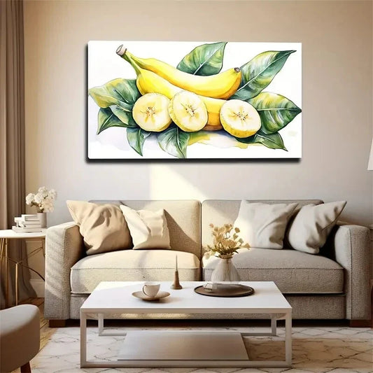 Two Whole Yellow Bananasc Wall Art Canvas Office Home Room Framed 120x60cm