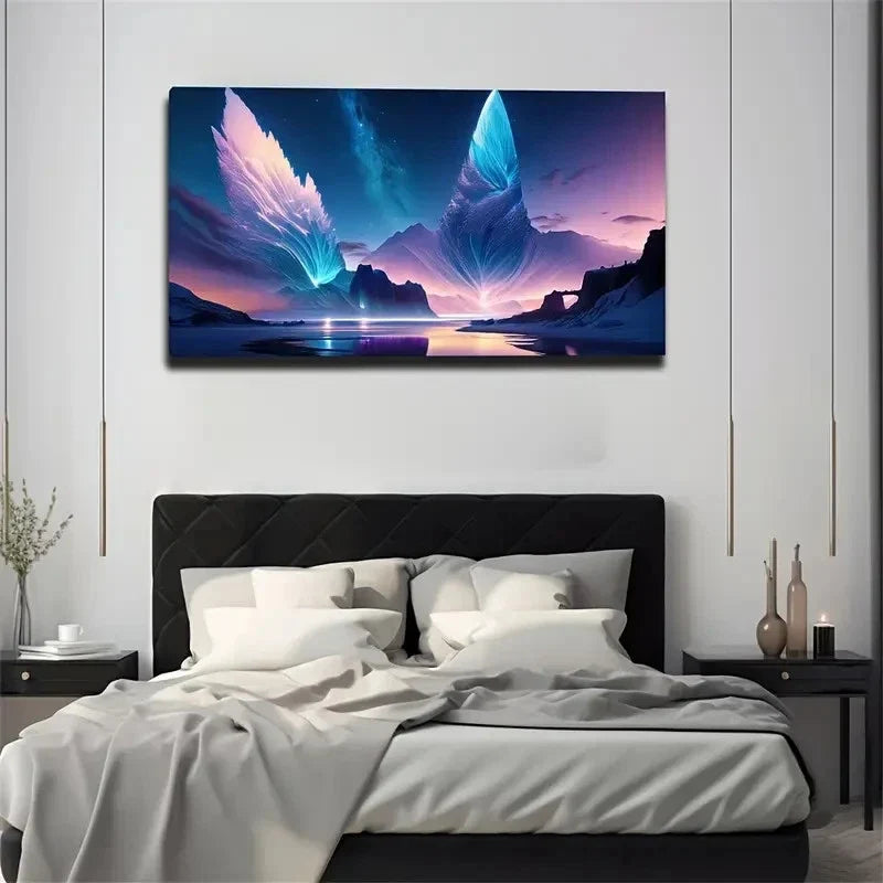 Mystical Sky Power Glowing Wall Art Canvas Office Home Room Framed 120x60cm