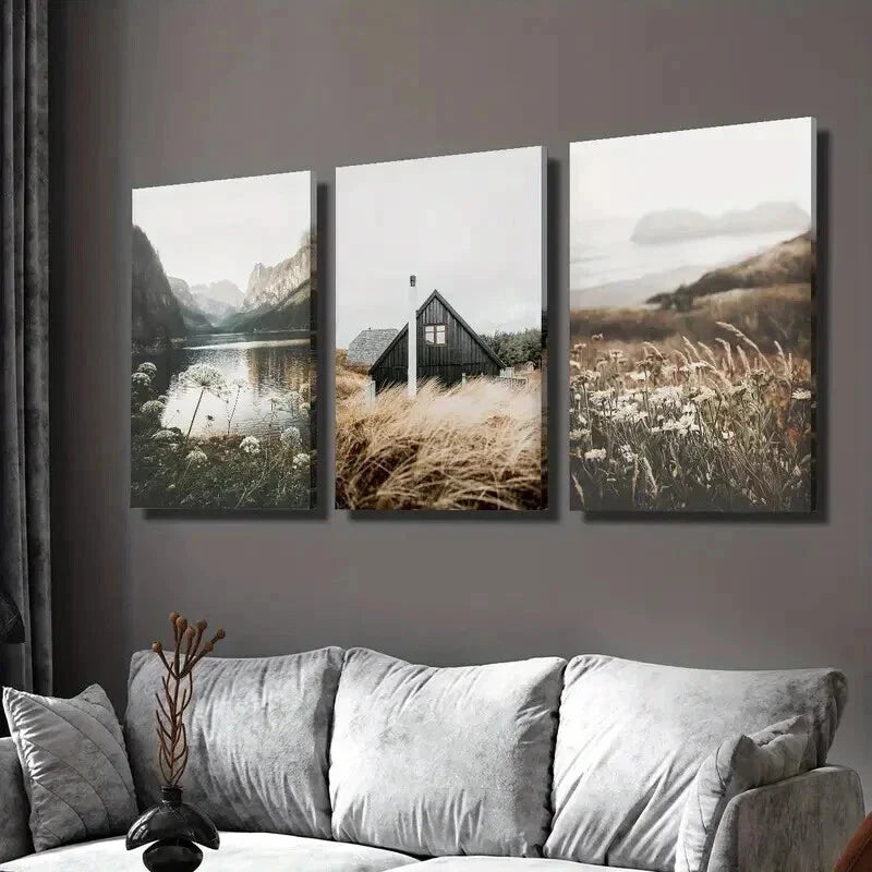 3pcs Natural Wildflower Landscape Photograph Wall Art Set Canvas Framed 40x60cm - High Quality Print 100% Australian Made Wall Canvas Ready to Hang