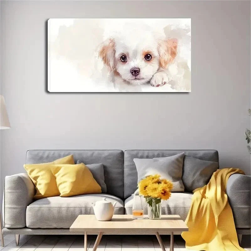 Charming Puppy Ear Design Wall Art Canvas Office Home Room Framed 120x60cm
