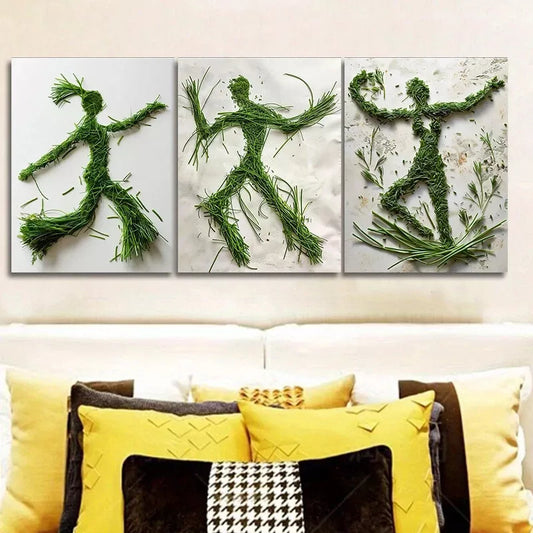 3pcs Dancing In The Shape Greenery Wall Art Set Canvas Framed 40x60cm - High Quality Print 100% Australian Made Wall Canvas Ready to Hang
