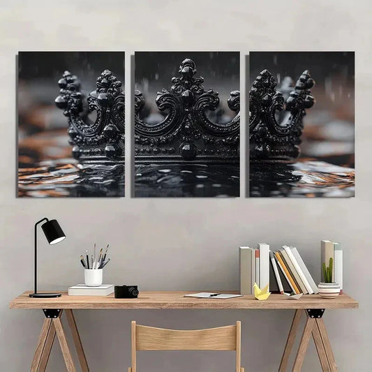 3pcs Black Queen Crown Halloween Metal Print Ready to Hang Art