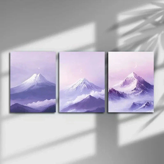 3pcs Moonlit Mountain Landscape Metal Print Ready to Hang Art
