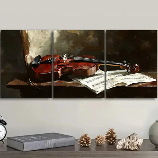 3pcs On The Theme Of Piano and Music Metal Print Ready to Hang Art