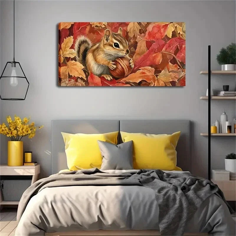 A Squirrel Holding A Hazelnut Wall Art Canvas Office Home Room Framed 120x60cm