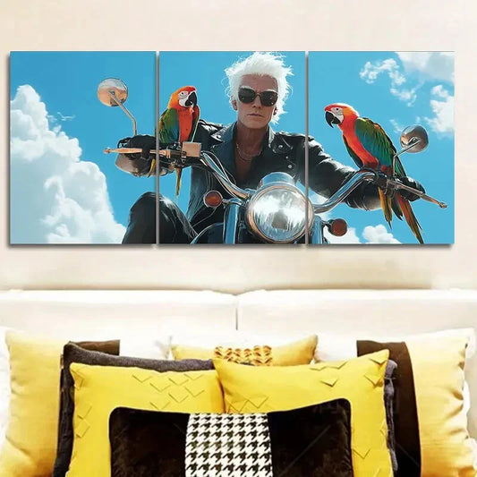 3pcs Featuring a Free Old Man Design Metal Print Ready to Hang Art