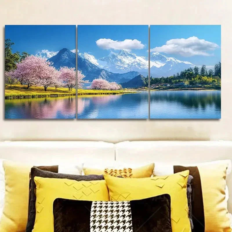 3pcs Lijiang, Yunnan, Luxurious, Metal Print Ready to Hang Art