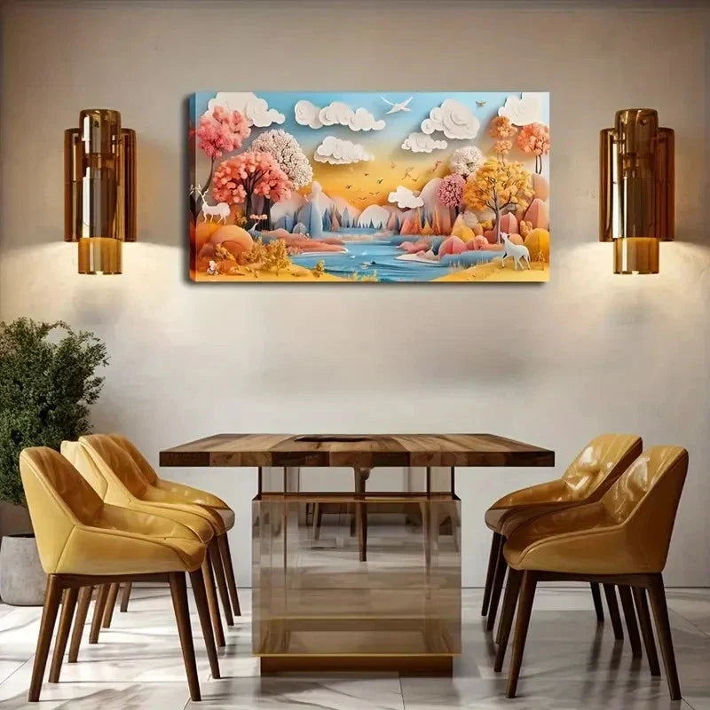 Serene Sky & Birds Landscape Wall Art Canvas Office Home Room Framed 120x60cm