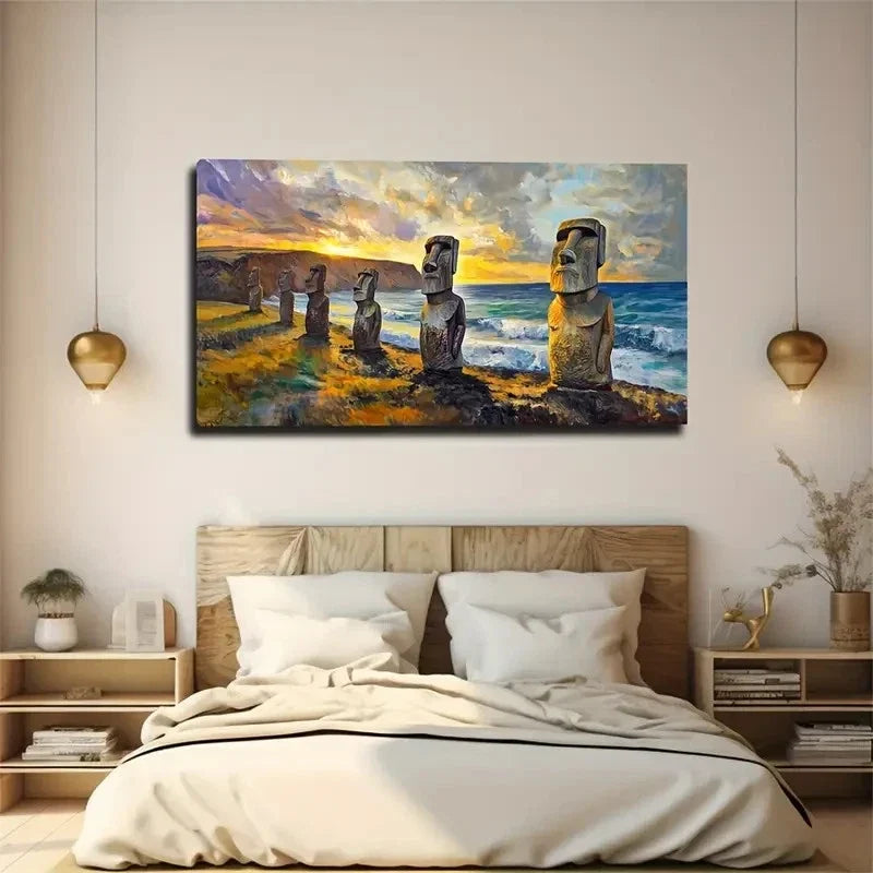 Mystery Easter Island Worth Wall Art Canvas Office Home Room Framed 80x45cm