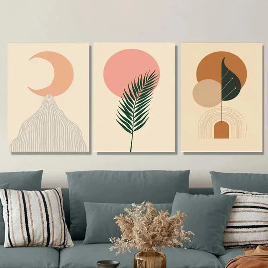 3pcs Modern Abstract Boho Style Metal Print Ready to Hang Art