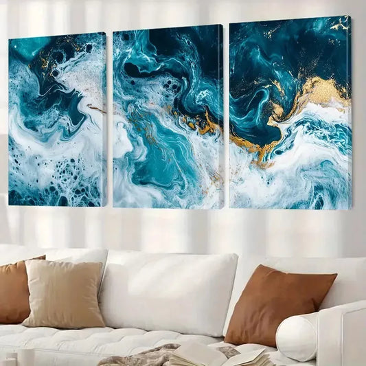 3pcs Swirls Abstract Aesthetic Decorative Wall Art Set Canvas Framed 40x60cm - High Quality Print 100% Australian Made Wall Canvas Ready to Hang