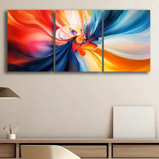 3pcs Swirling Vortex of Colors Décor Wall Art Set Canvas Framed 40x60cm - High Quality Print 100% Australian Made Wall Canvas Ready to Hang
