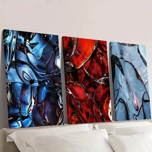 3pcs Shiny Ripple Twisted Fluid Texture Wall Art Set Canvas Framed 40x60cm - High Quality Print 100% Australian Made Wall Canvas Ready to Hang
