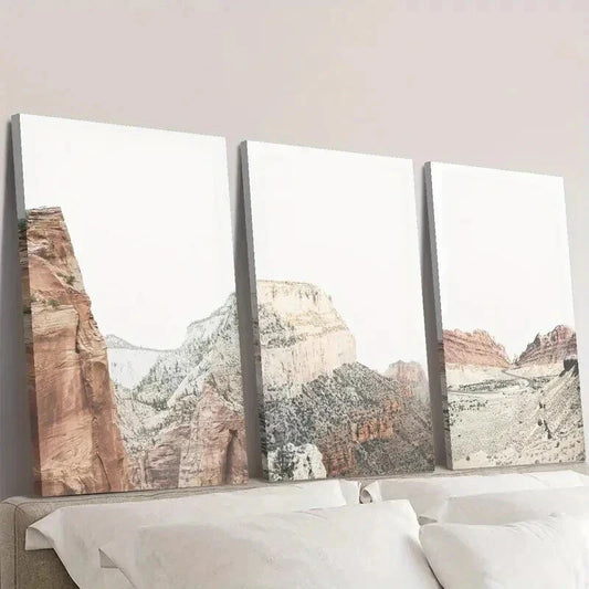 3pcs Summer Desert Mountain Landscape Wall Art Set Canvas Framed 40x60cm - High Quality Print 100% Australian Made Wall Canvas Ready to Hang