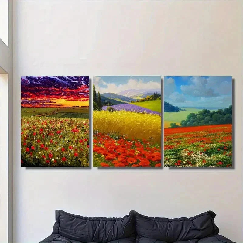 3pcs Beautiful Scenery Paintings Landscape Metal Print Ready to Hang Art