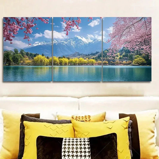 3pcs Lijiang, Yunnan Art Painting Metal Print Ready to Hang Art